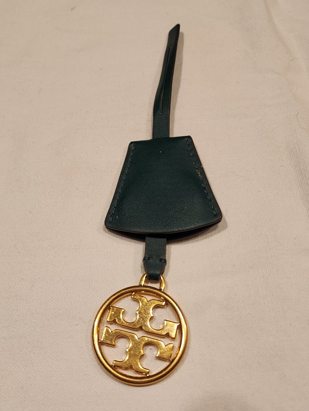 Tory Burch Dark Green Leather Fob Bag Charm